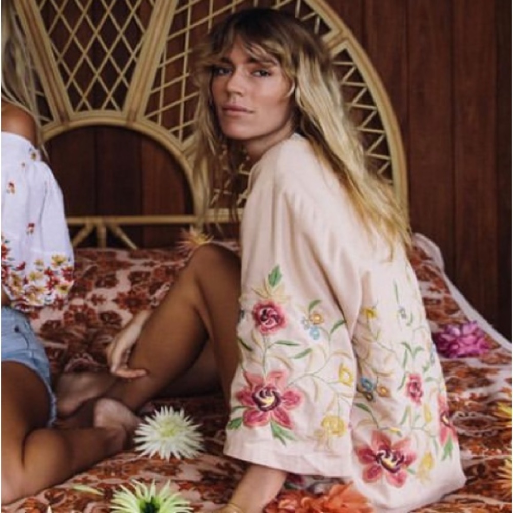 Chasing Unicorns 🌸🌾 Road Less Traveled Embroidered Kimono Jacket sz S - Picture 4 of 17